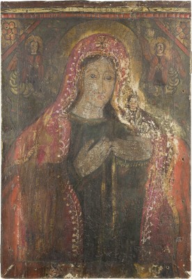 Bild MONUMENTALE DATIERTE IKONE MIT DER GOTTESMUTTER