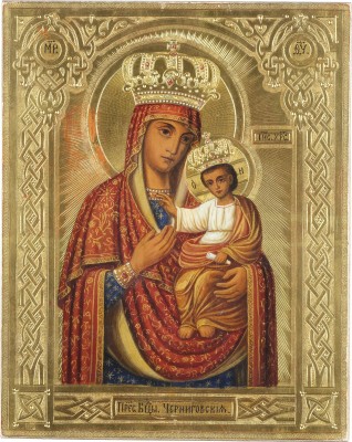 Auction 147<br>KLEINE IKONE MIT DER GOTTESMUTTER VON TSCHERNIGOW (TSCHERNIGOWSKAJA)
