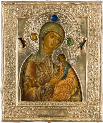 Picture IKONE MIT DER GOTTESMUTTER DER PASSION MIT VERMEIL-RIZA