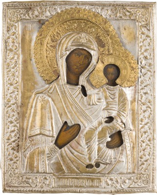 Picture KLEINE IKONE MIT DER GOTTESMUTTER VON SMOLENSK (SMOLENSKAJA) MIT OKLAD