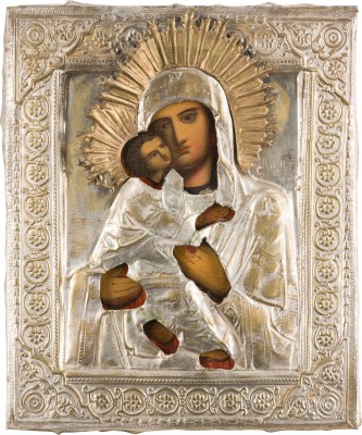 Bild KLEINE IKONE MIT DER GOTTESMUTTER VON WLADIMIR (WLADIMIRSKAJA) MIT OKLAD