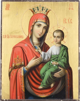 Auction 147<br>GESCHENK AN DEN THRONPRÄTENDENTEN KYRILL WLADIMIROWTISCH ROMANOW: GOTTESMUTTER 'DIE SCHNELL ERHÖRENDE' (SKOROPOSLUSNITSA)