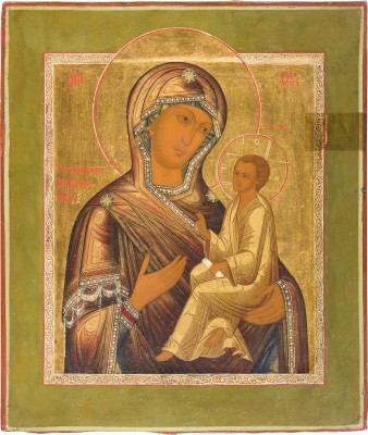 Auktion 147<br>FEINE IKONE MIT DER GOTTESMUTTER VON TICHWIN (TICHWINSKAJA)