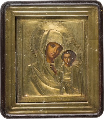 Picture GROSSE IKONE MIT DER GOTTESMUTTER VON KASAN (KASANSKAJA) MIT OKLAD IM KIOT