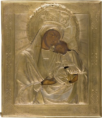 Auction 147<br>IKONE MIT DER GOTTESMUTTER 'LABSAL DER LEIDENDEN' MIT OKLAD
