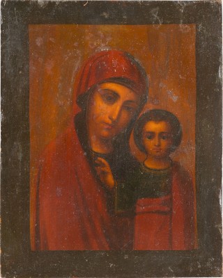 Auction 147<br>KLEINE IKONE MIT DER GOTTESMUTTER VON KASAN (KASANSKAJA)