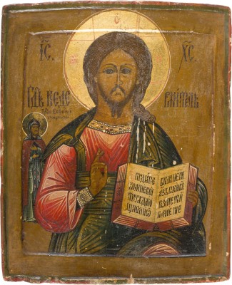 Bild IKONE MIT CHRISTUS PANTOKRATOR UND DEM HEILIGEN EUPHEMIOS