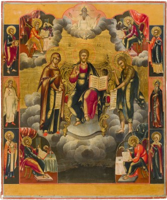 Bild GROSSFORMATIGE UND FEINE IKONE MIT DEESIS UND DEN VIER EVANGELISTEN