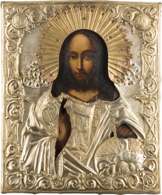 Bild IKONE MIT CHRISTUS DEM WELTENHERRSCHER MIT OKLAD
