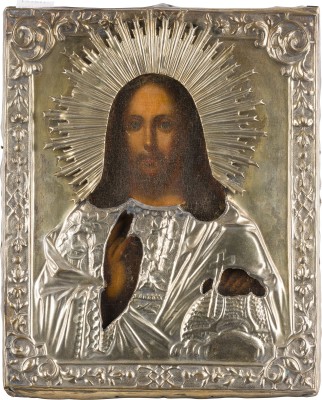 Bild IKONE MIT CHRISTUS DEM WELTENHERRSCHER MIT OKLAD