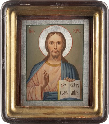Auktion 147<br>IKONE MIT CHRISTUS PANTOKRATOR IM KIOT