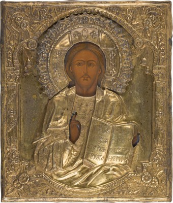 Auction 147<br>IKONE MIT CHRISTUS PANTOKRATOR MIT OKLAD