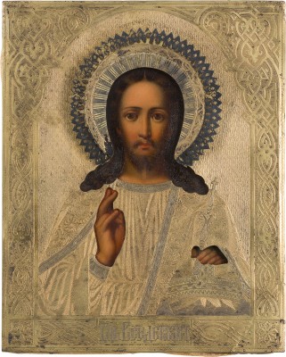 Picture KLEINE IKONE MIT CHRISTUS PANTOKRATOR MIT VERMEIL-OKLAD