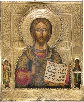 Auktion 147<br>FEINE IKONE MIT CHRISTUS PANTOKRATOR MIT RIZA