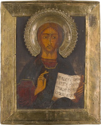 Auktion 147<br>IKONE MIT CHRISTUS PANTOKRATOR MIT BASMA