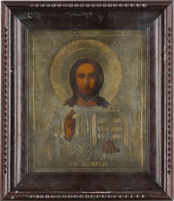 Picture IKONE MIT CHRISTUS PANTOKRATOR MIT OKLAD IM KIOT