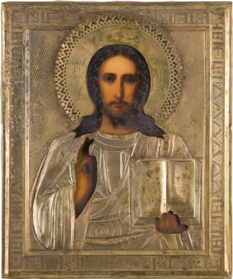 Picture IKONE MIT CHRISTUS PANTOKRATOR MIT OKLAD