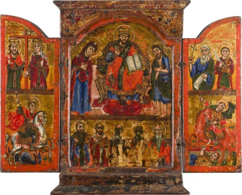 Picture GROSSFORMATIGES TRIPTYCHON MIT DEESIS UND AUSGEWÄHLTEN HEILIGEN
