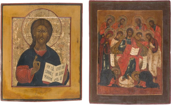 Auction 147<br>ZWEI IKONEN: ERWEITERTE DEESIS UND CHRISTUS PANTOKRATOR