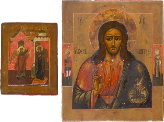 Auktion 147<br>ZWEI IKONEN: VERKÜNDIGUNG UND CHRISTUS PANTOKRATOR