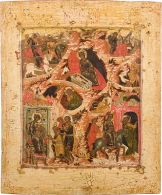 Picture FEINE IKONE MIT DER GEBURT CHRISTI UND DER FLUCHT NACH ÄGYPTEN