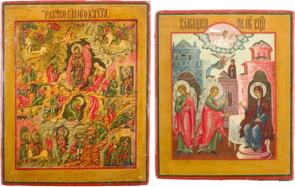 Auktion 147<br>ZWEI IKONEN: VERKÜNDIGUNG UND GEBURT CHRISTI