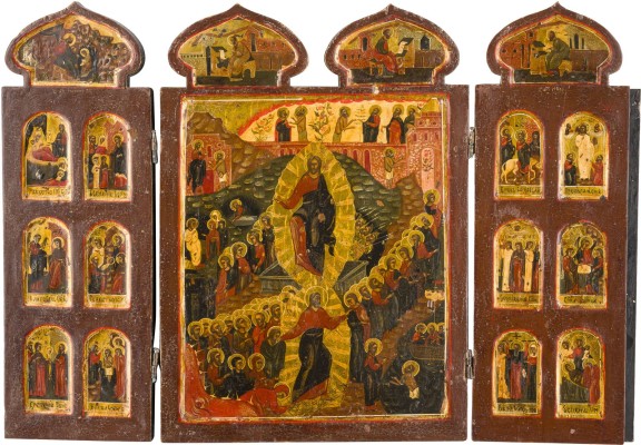 Picture TRIPTYCHON MIT DER ANASTASIS UND HOCHFESTEN DES ORTHODOXEN KIRCHENJAHRES