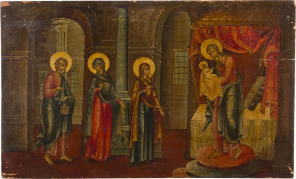 Picture GROSSFORMATIGE IKONE MIT DER DARBRINGUNG CHRISTI AUS EINER KIRCHEN-IKONOSTASE
