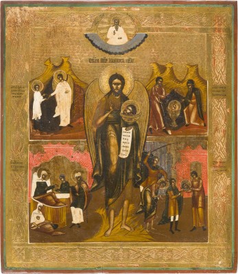 Picture IKONE MIT DEM HEILIGEN JOHANNES DEM VORLÄUFER MIT SZENEN SEINER VITA