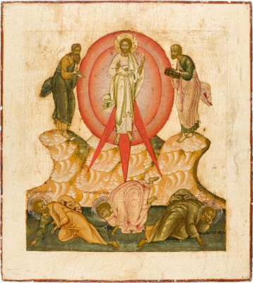 Bild FEINE UND GROSSFORMATIGE IKONE MIT DER VERKLÄRUNG CHRISTI AUF DEM BERG TABOR