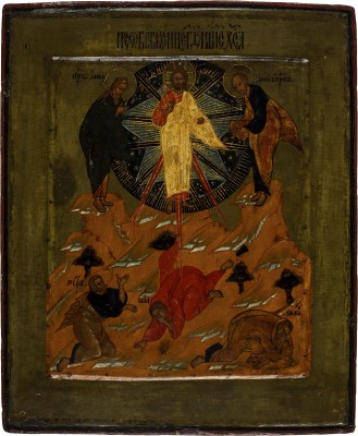 Auktion 147<br>FEINE IKONE MIT DER VERKLÄRUNG CHRISTI AUF DEM BERG TABOR