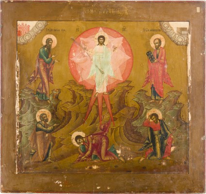 Bild MONUMENTALE UND FEINE IKONE MIT DER VERKLÄRUNG CHRISTI AUF DEM BERG TABOR AUS EINER KIRCHEN-IKONOSTASE