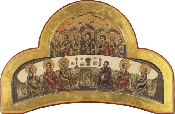 Auktion 147<br>GROSSFORMATIGE IKONE MIT DEM LETZTEN ABENDMAHL AUS EINER KIRCHEN-IKONOSTASE