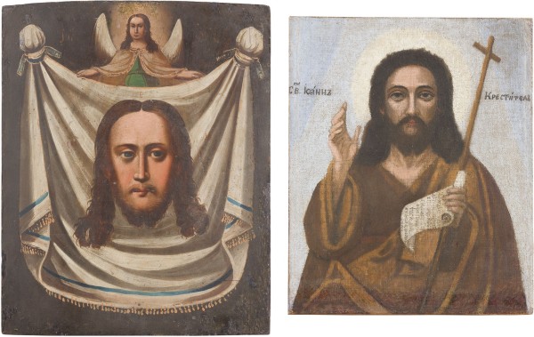 Auction 147<br>ZWEI IKONEN: MANDYLION UND JOHANNES DER VORLÄUFER