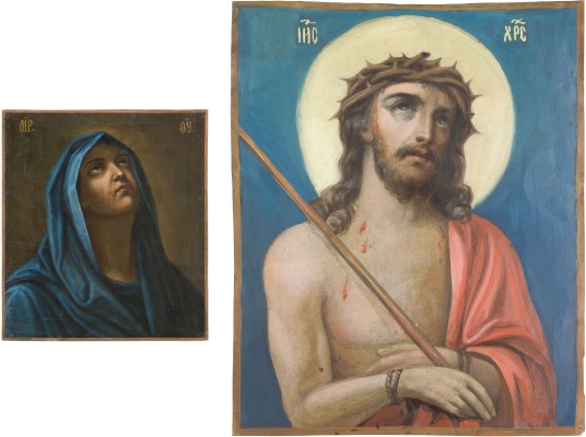 Auktion 147<br>IKONE MIT DER GOTTESMUTTER UND DER DORNENGEKRÖNTE CHRISTUS