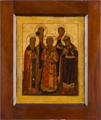 Auction 147<br>FEINES DOPPELSEITIGES TABLETKA MIT DEM KONZIL VON NICAEA UND FÜNF AUSGEWÄHLTEN HEILIGEN