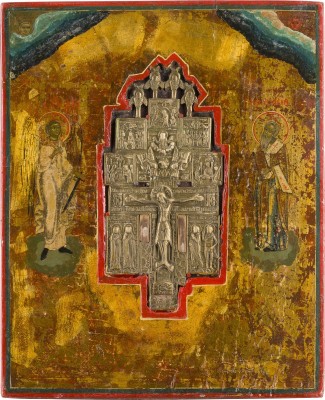 Picture STAUROTHEK MIT DER KREUZIGUNG FLANKIERT VON DEM SCHUTZENGEL UND DEM HEILIGEN ATHANASIUS