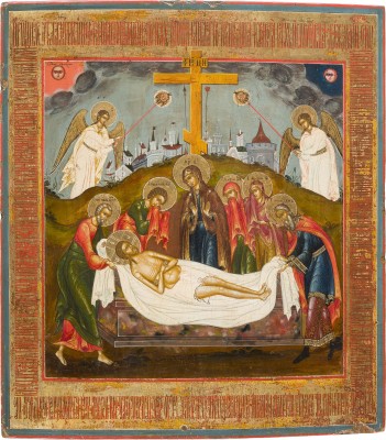 Auction 147<br>GROSSFORMATIGE UND FEINE IKONE MIT DER GRABLEGUNG CHRISTI