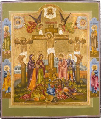 Auction 147<br>FEINE IKONE MIT DER KREUZIGUNG CHRISTI