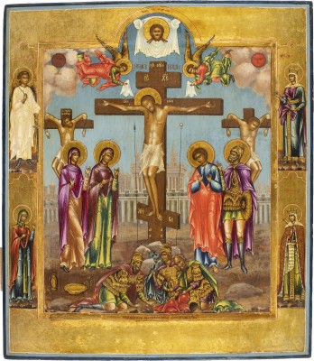 Auktion 147<br>FEINE IKONE MIT DER KREUZIGUNG CHRISTI