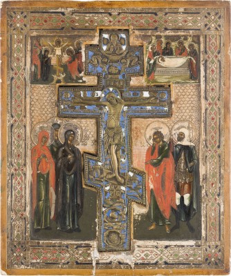 Picture GROSSFORMATIGE STAUROTHEK MIT DER KREUZIGUNG CHRISTI, DER KREUZABNAHME UND DER GRABLEGUNG CHRISTI