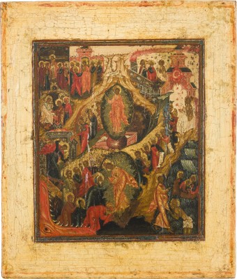 Auction 147<br>FEINE IKONE MIT DER HÖLLENFAHRT UND AUFERSTEHUNG CHRISTI