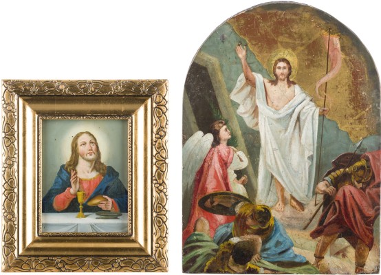 Auction 147<br>ZWEI IKONEN: IKONE MIT DER AUFERSTEHUNG CHRISTI UND CHRISTUS UND DIE EUCHARISTIE