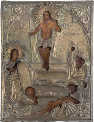 Bild GROSSE IKONE MIT DER AUFERSTEHUNG CHRISTI MIT OKLAD