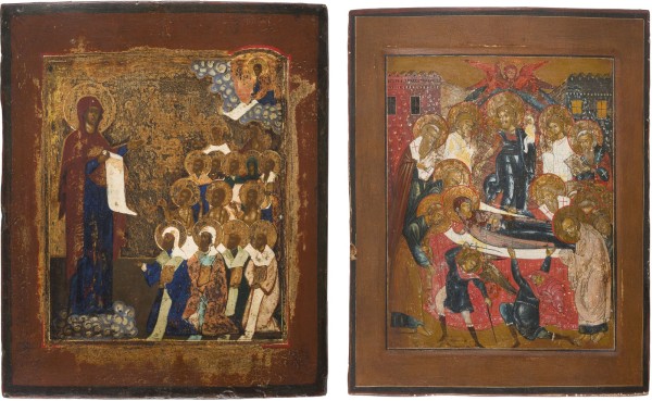 Auction 147<br>ZWEI IKONEN: ENTSCHLAFEN DER GOTTESMUTTER UND GOTTESMUTTER 'BOGOLUBSKAJA'