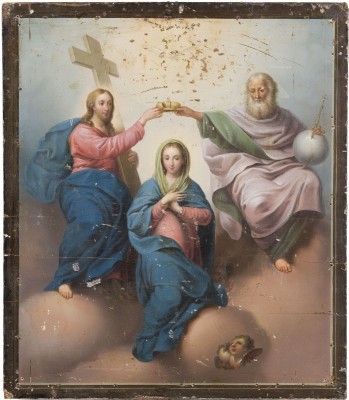 Auction 147<br>FEINE IKONE MIT DER KRÖNUNG DER GOTTESMUTTER