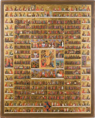 Picture MONUMENTALE UND SEHR FEINE JAHRESIKONE MIT 120 GNADENBILDERN DER GOTTESMUTTER