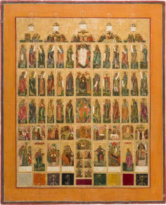 Picture GROSSFORMATIGE UND SELTENE IKONE MIT DER WIEDERGABE EINER KIRCHENIKONOSTASE