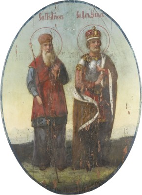 Picture GROSSFORMATIGE IKONE MIT DEN ALTTESTAMENTARISCHEN PROPHETEN AARON UND DAVID AUS EINER KIRCHEN-IKONOSTASE