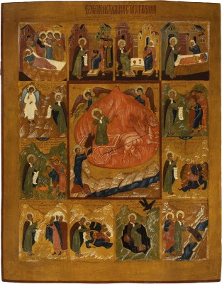 Picture MONUMENTALE VITA-IKONE MIT DEM PROPHETEN ELIAS UND ZWÖLF SZENEN SEINER VITA